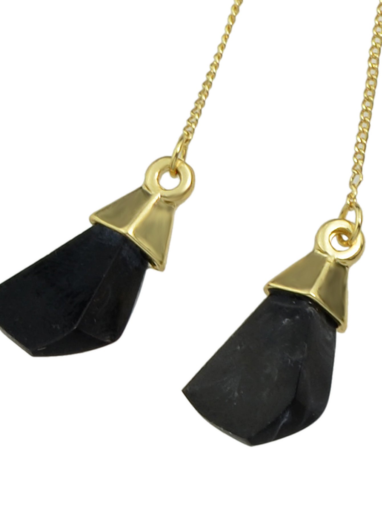 Ethnic American Jewellery Long Chain Black White Stone Boho Chic Dangle Earrings