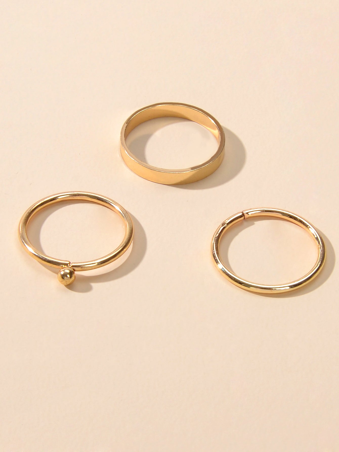 Stackable 3 pcs Gold Metal Minimalist Finger Ring set Multiple Rings Bulk Pack