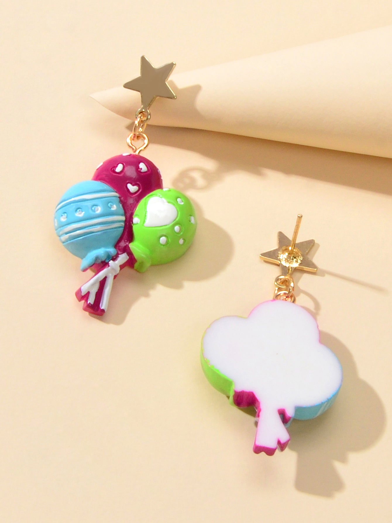 Personality Creative Colorful Resin Balloon Dangle Stud Gift Earrings for Women