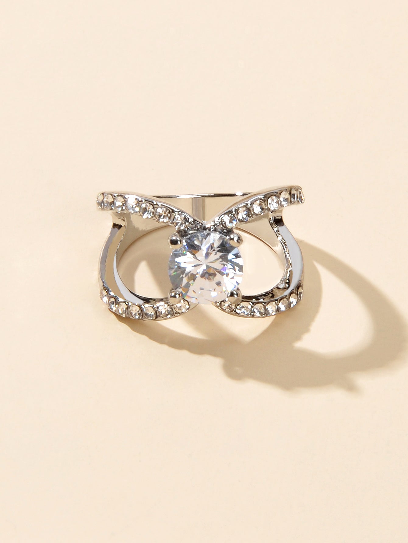 Perfect Engagement Wedding Jewellery Luxurious Faux Cubic Zirconia Cross Ring