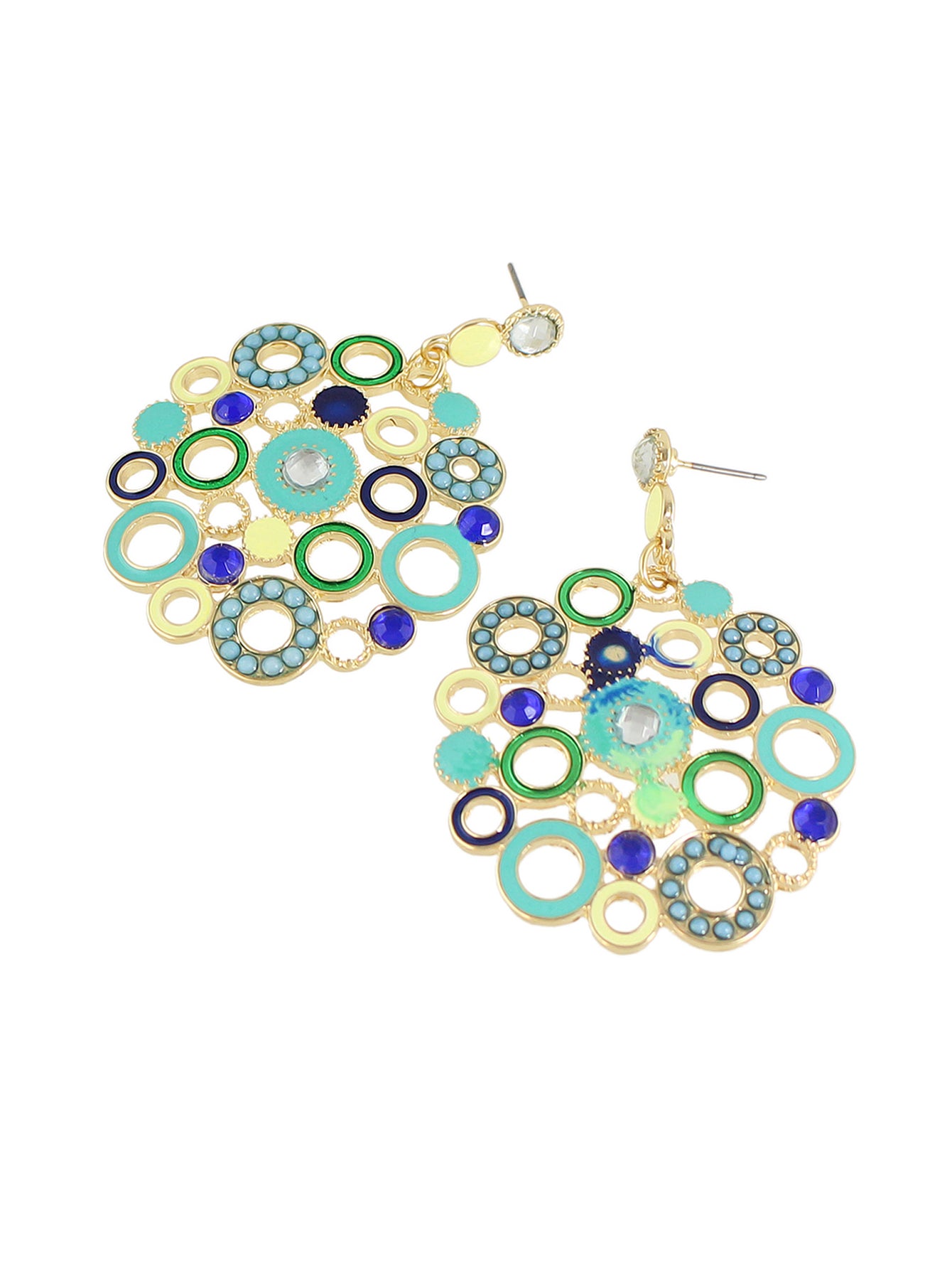 Female Jewellery Rhinestone Colorful Enamel Circle Chunky Party Holiday Earrings