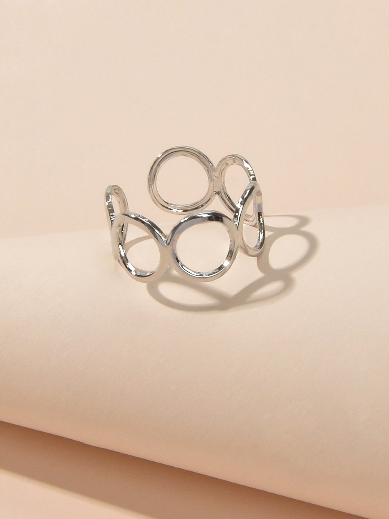 Party Minimalist Style Gold Silver Circle Metal Punk Midi Knuckle Open Cuff Ring