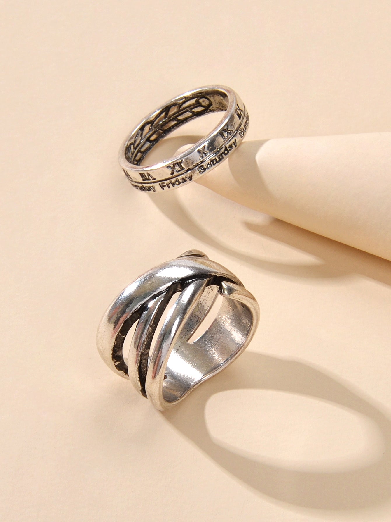Oxidized Intricate 2 pcs Tribal Ethnic Antique StackableFinger Knuckle Rings set