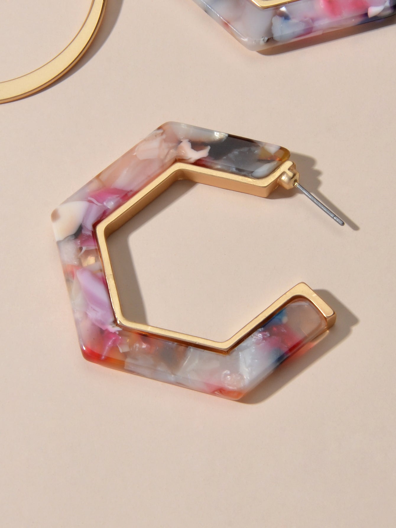 Boho Chic 2 pairs Multicolor Acrylic Square Circle Party Hoop Earrings set Gift