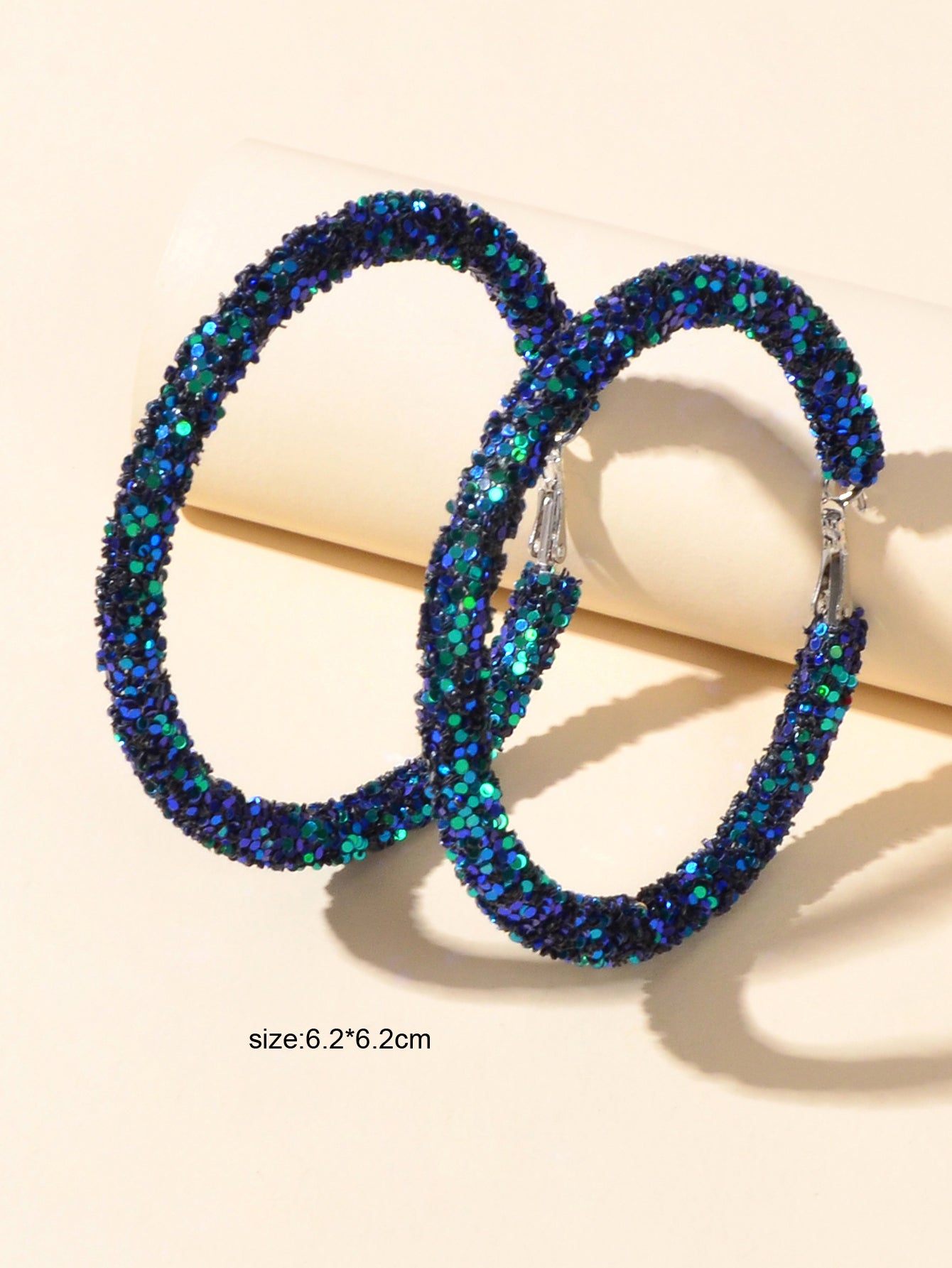 Shining Female Paillettes Green Blue Big Hoop Earrings Girls Party Decoration