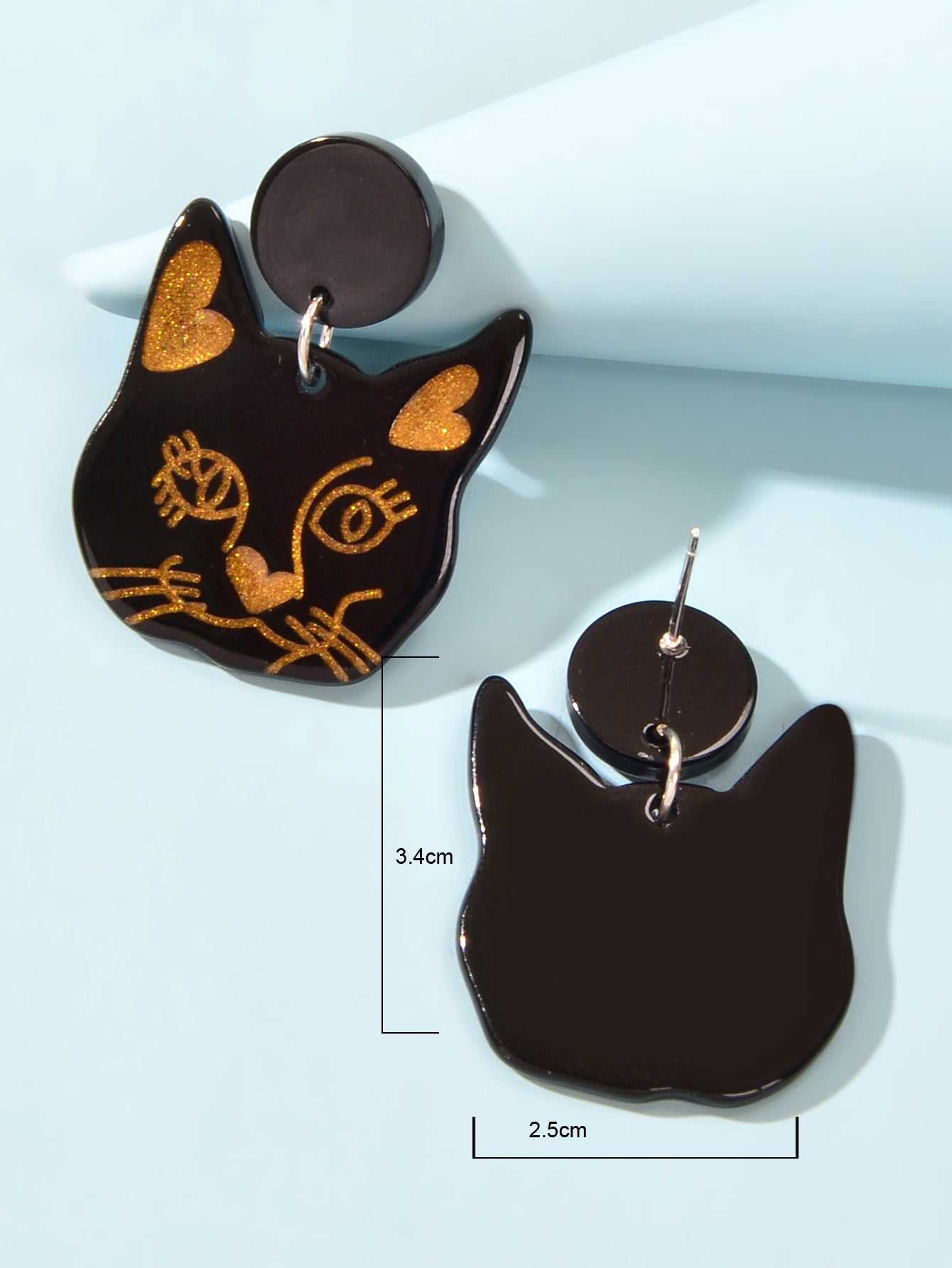Party Jewellery Gift Black Beige Acrylic Dangle Cute Animal Cartoon Cat Earrings
