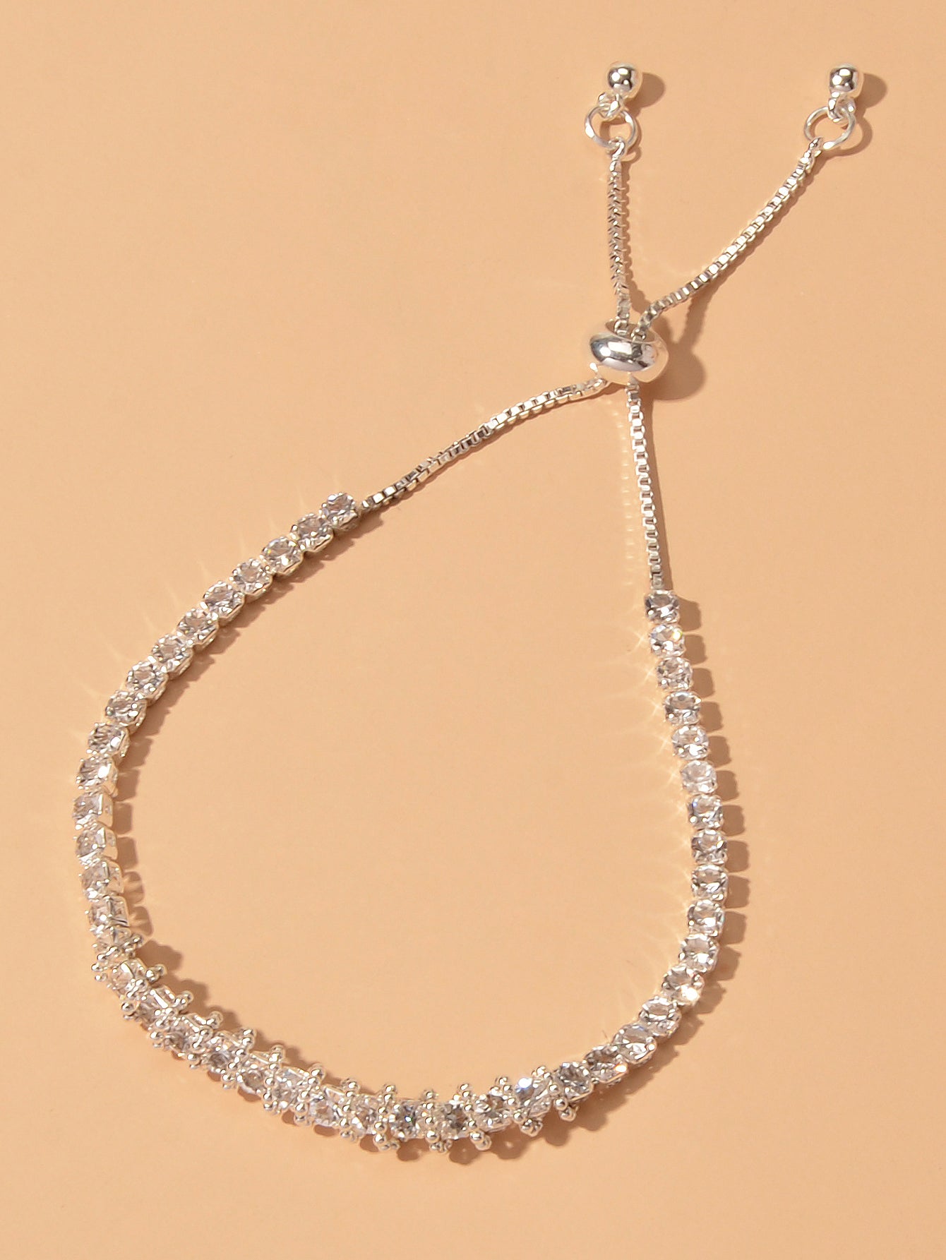 Trendy Rhinestone Sparkle Bling Crystal Tennis Bracelet Adjustable Wristband