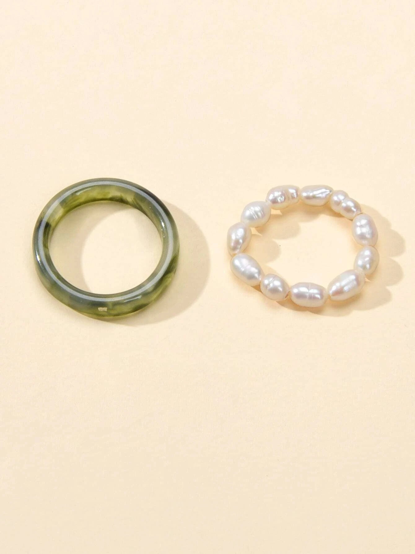 2pcs Pearl Elastic Ring New Women Accessories