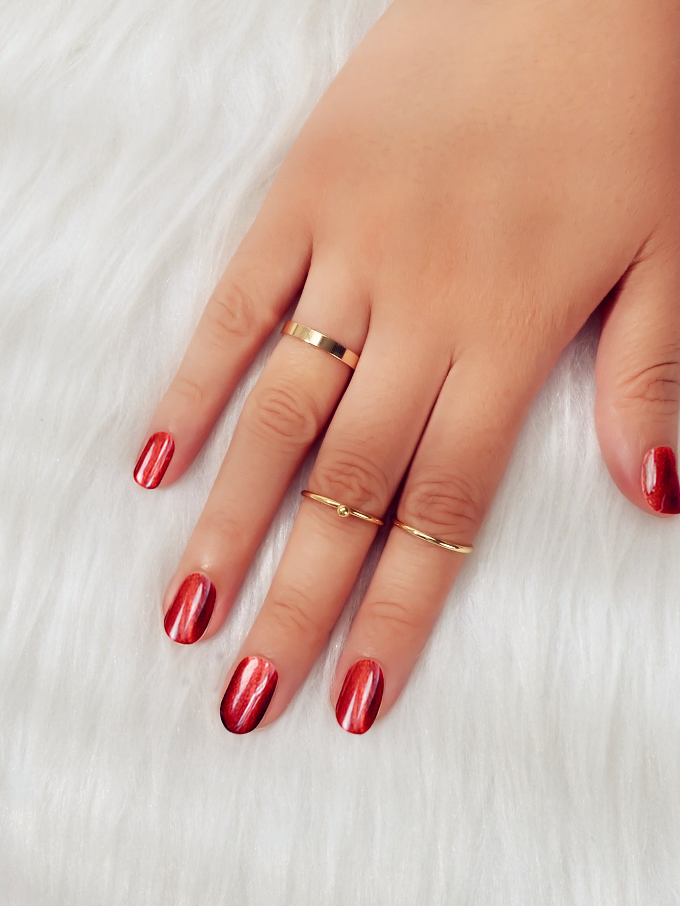 Stackable 3 pcs Gold Metal Minimalist Finger Ring set Multiple Rings Bulk Pack