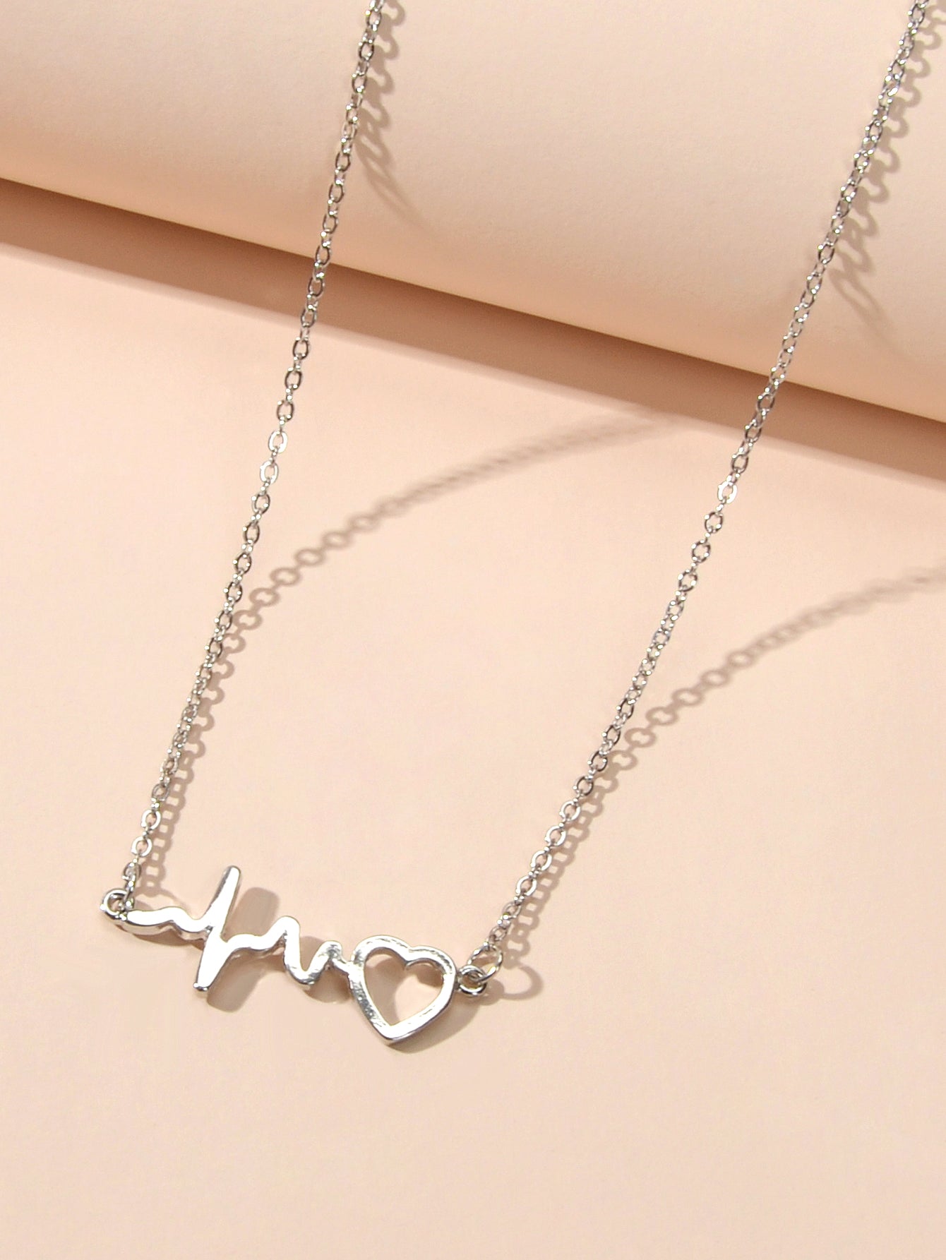 Minimalist Jewelry Gold Silver Chain Heartbeat Pendant Necklace Party Decoration