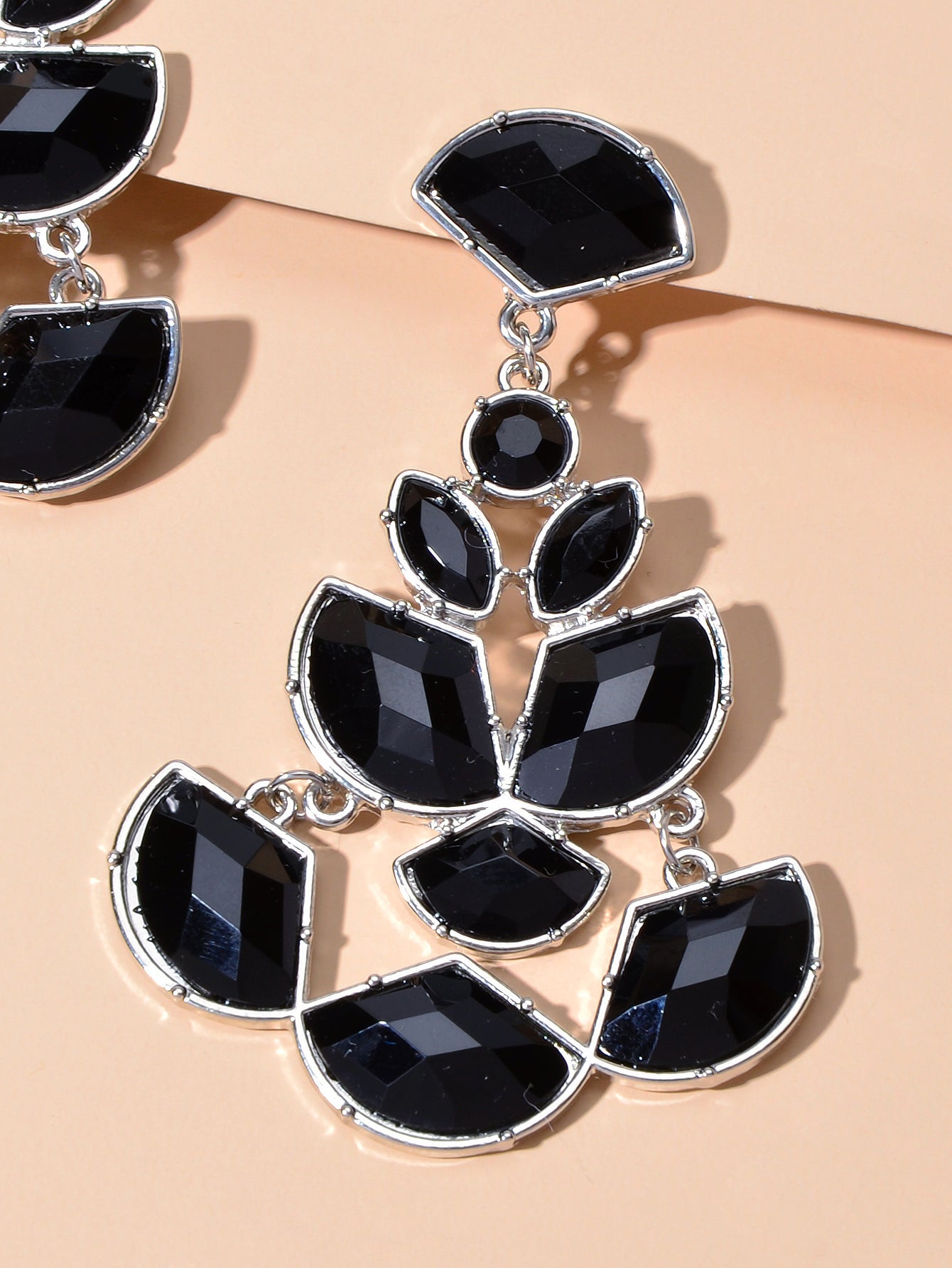 Ethnic Jewellery Black Green Geometric Chandelier Dangle Earrings Women Gift