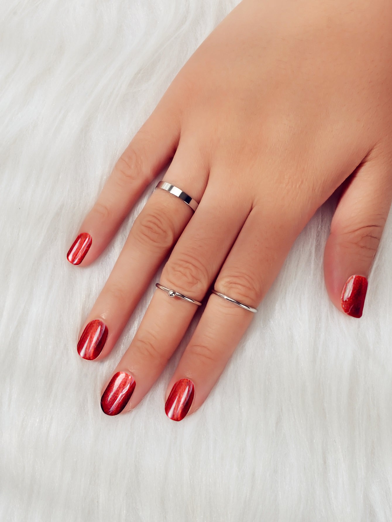 Stackable 3 pcs Gold Metal Minimalist Finger Ring set Multiple Rings Bulk Pack