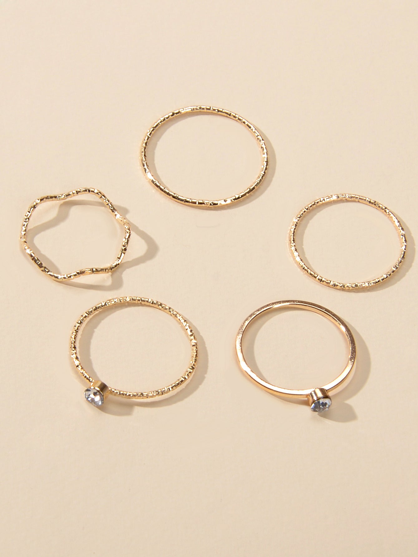 Multi-layer Gold Chain Love Heart Charm Anklet Knuckle Curved Multiple Rings set