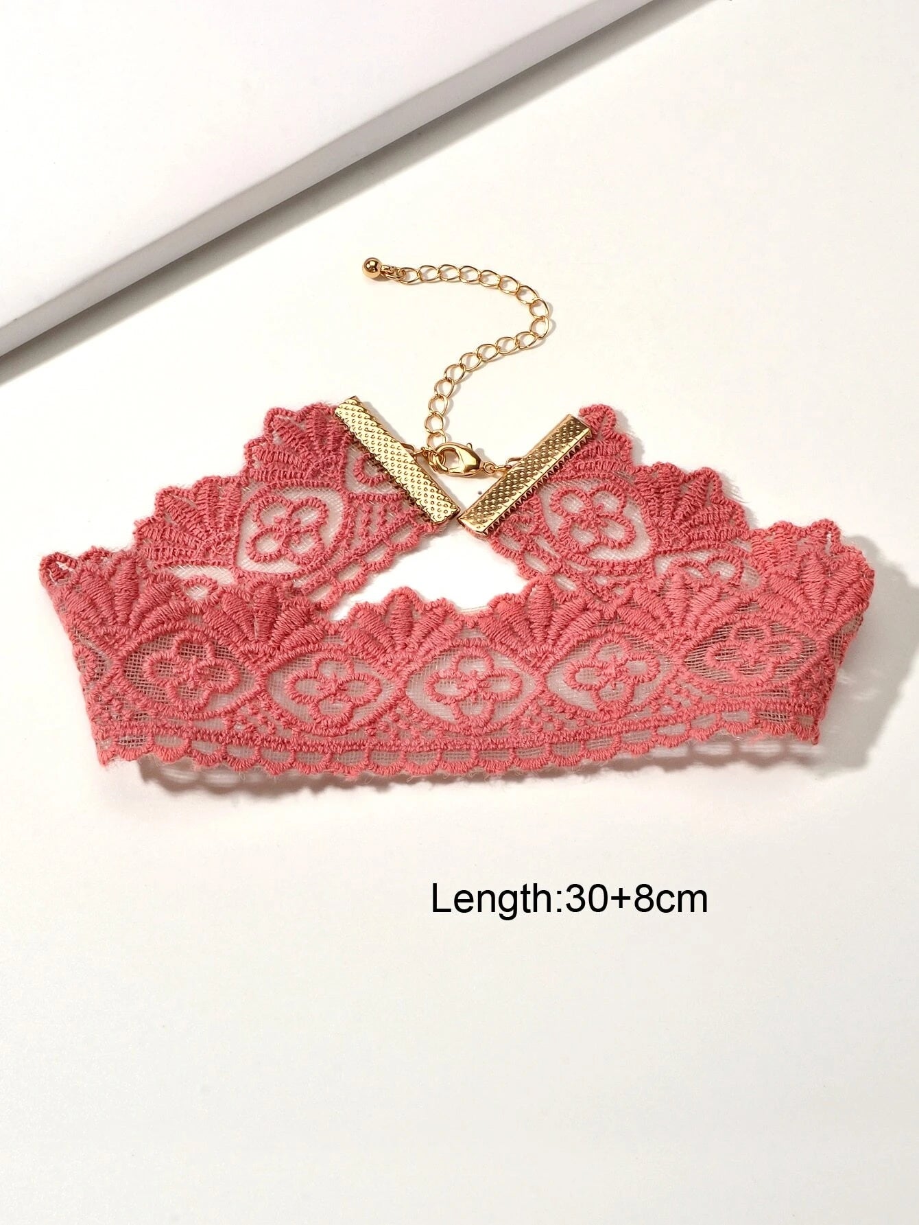 Solid Pink Lace Flower Geometric Pattern Gothic 90s Tattoo Choker Necklace Teens