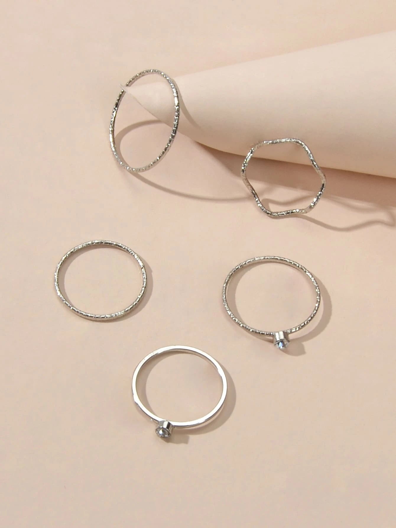 1pc Rhinestone Tennis Bracelet 5pcs Silver Midi Finger Knuckle Rings Set Jewelry