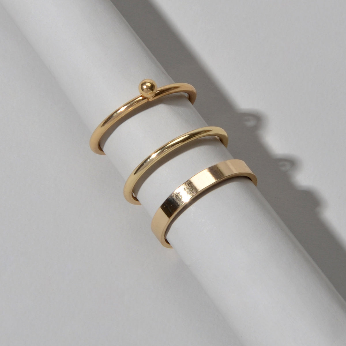 Stackable 3 pcs Gold Metal Minimalist Finger Ring set Multiple Rings Bulk Pack