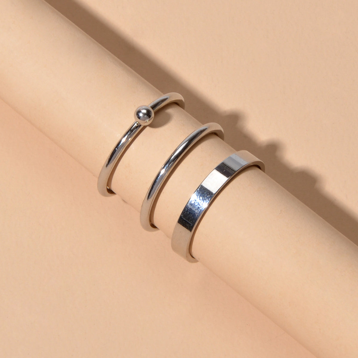 Stackable 3 pcs Gold Metal Minimalist Finger Ring set Multiple Rings Bulk Pack