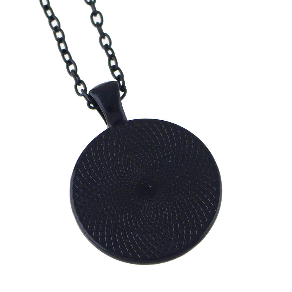 Gothic Black Chain Geometric Pattern Acrylic Round Ball Pendant Ethnic Necklace