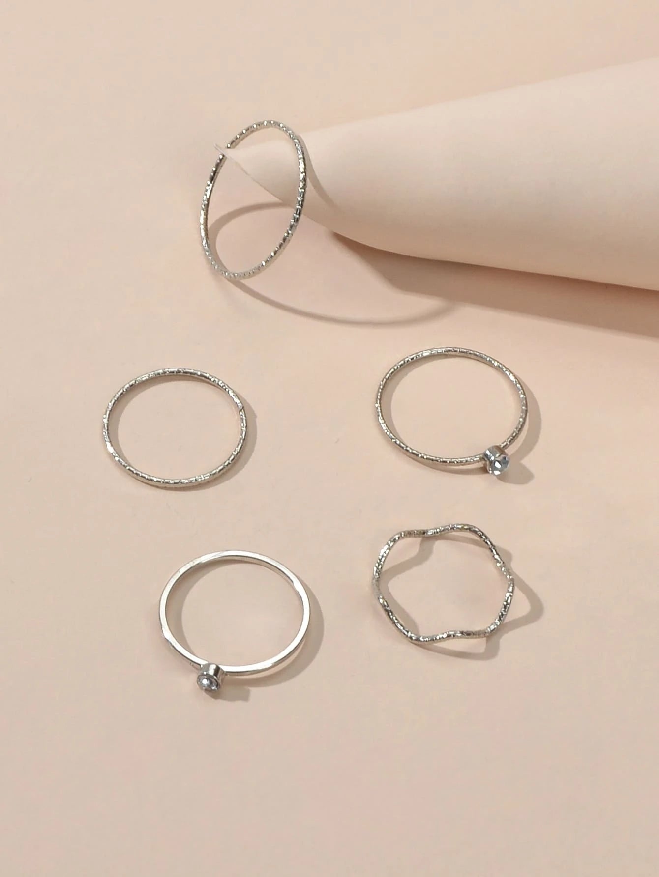 1pc Rhinestone Tennis Bracelet 5pcs Silver Midi Finger Knuckle Rings Set Jewelry