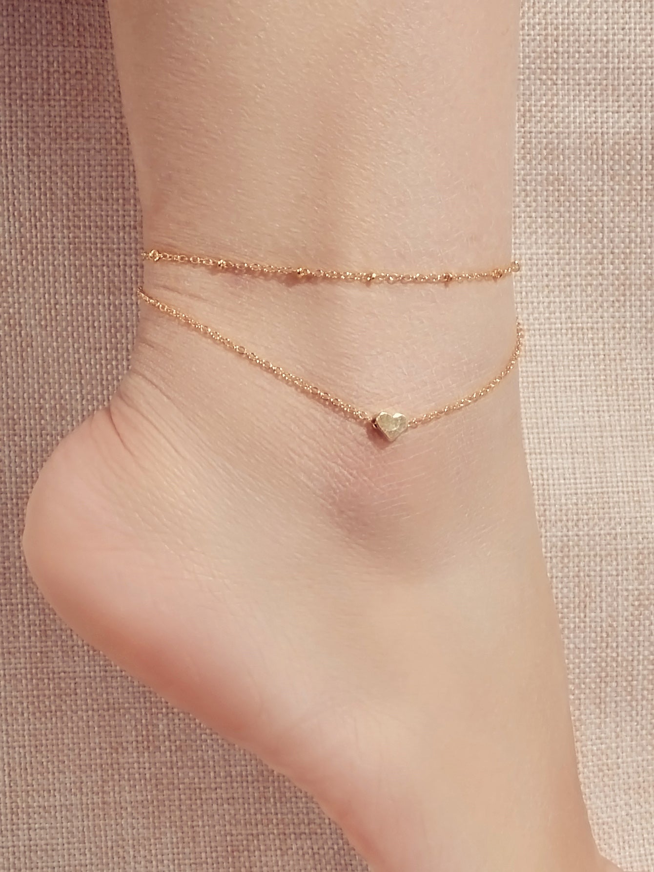 Multi-layer Gold Chain Love Heart Charm Anklet Knuckle Curved Multiple Rings set