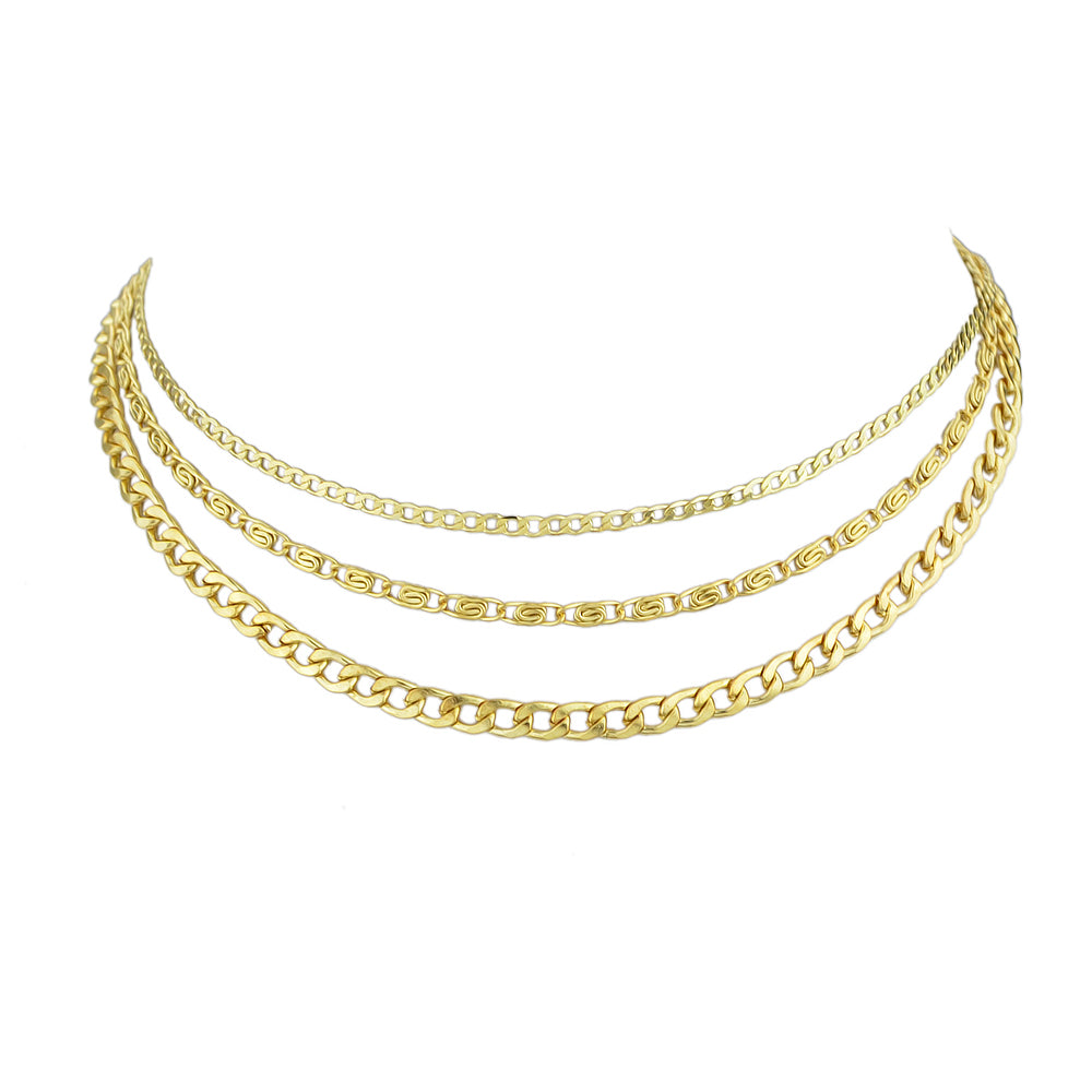 3 pcs Gold Silver Chain Boho Chic Minimalist Necklace Women Accessories Jewelry