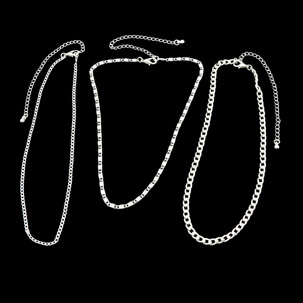 3 pcs Gold Silver Chain Boho Chic Minimalist Necklace Women Accessories Jewelry