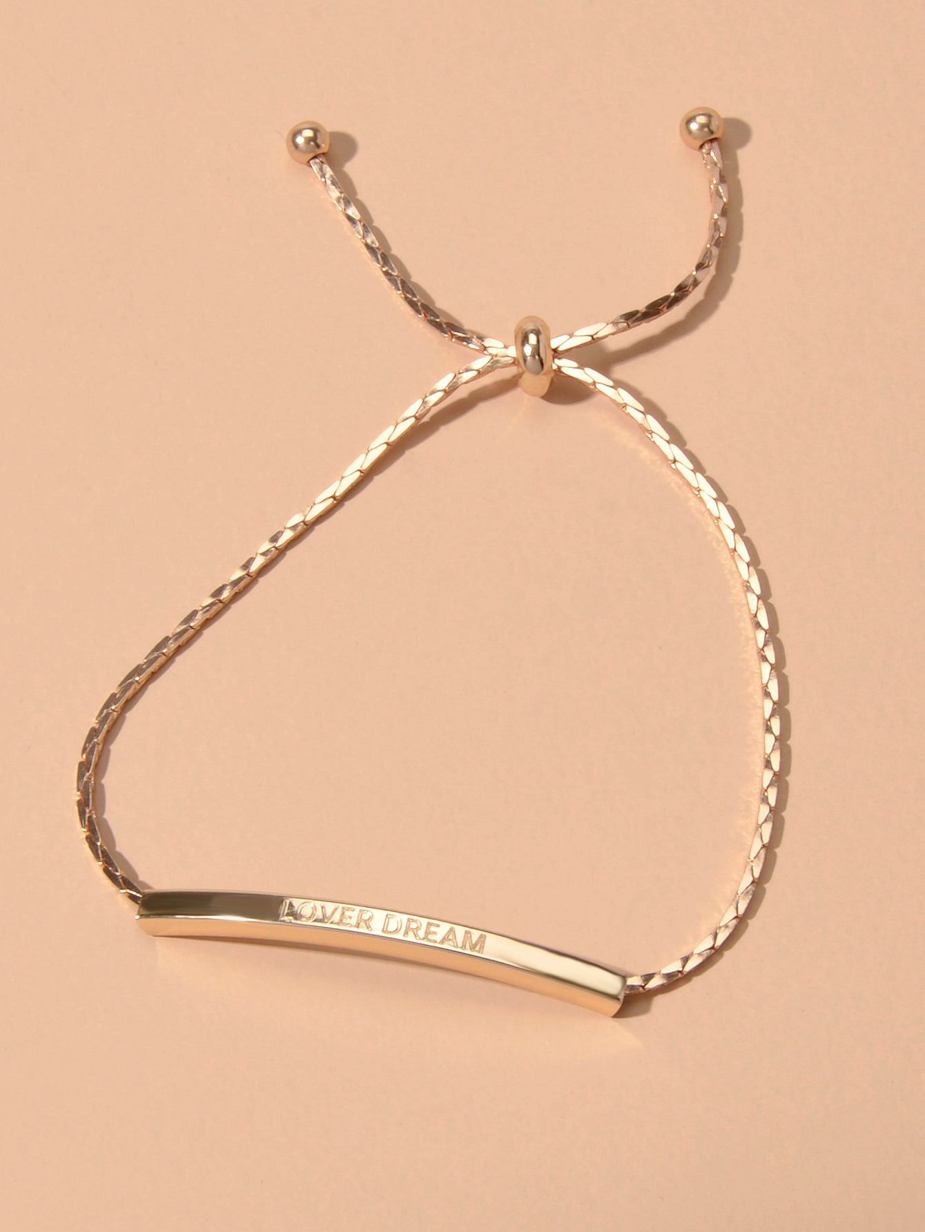 Letter Engraved Adjustable Bar and Ball Beaded Slide Strand Lover Dream Bracelet