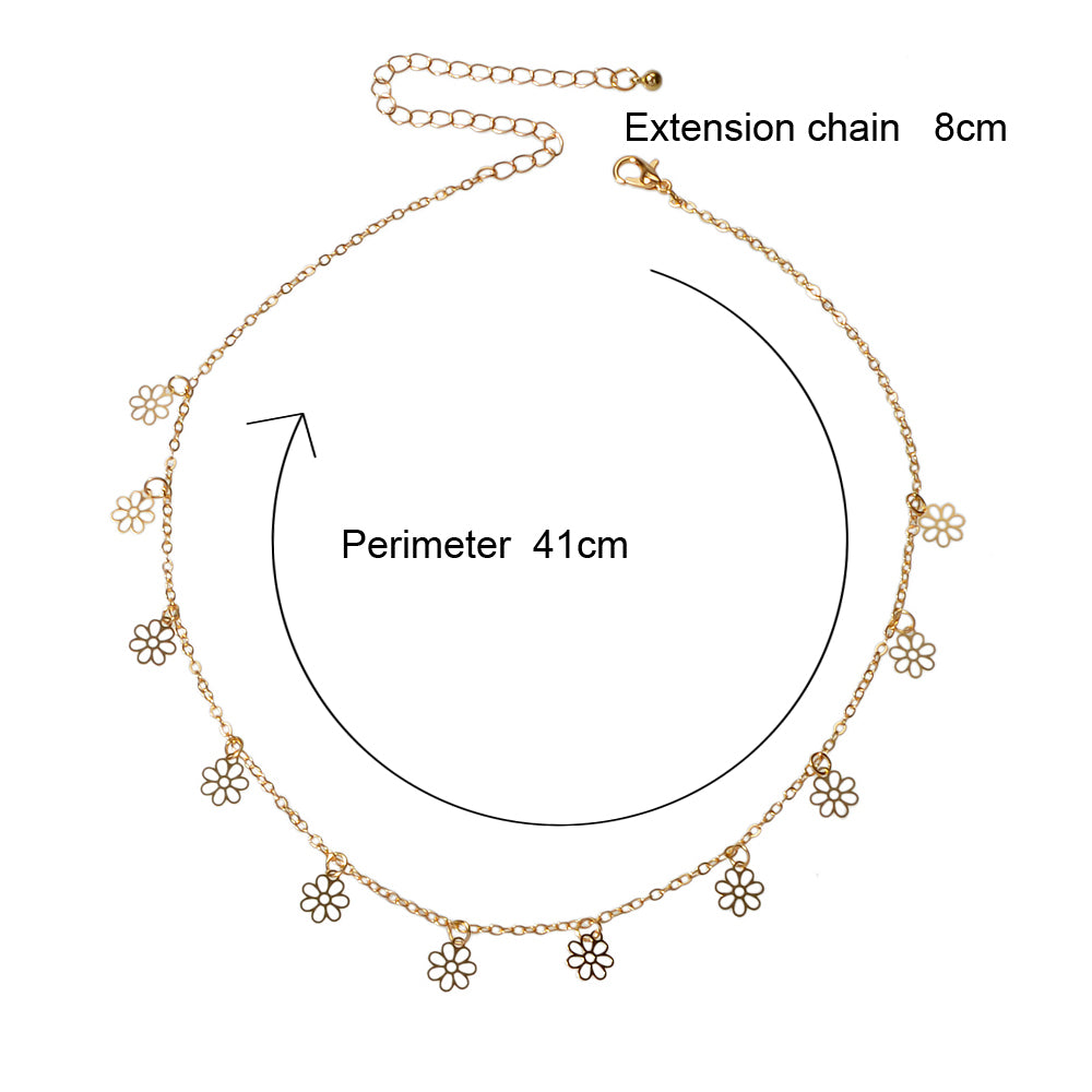 Minimalist Style Gold Silver Flower Charm Necklace Fashion Women Accessories