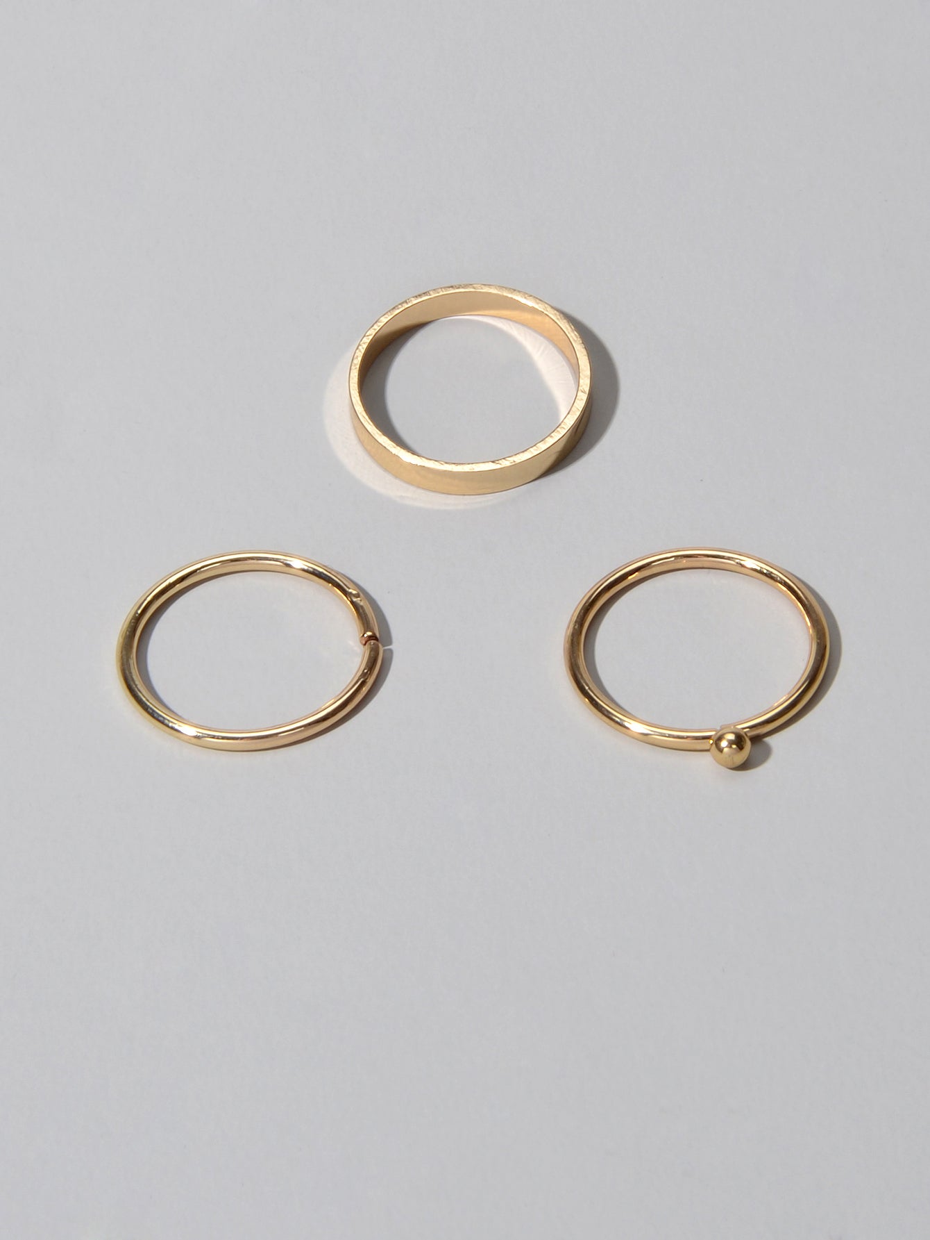 Stackable 3 pcs Gold Metal Minimalist Finger Ring set Multiple Rings Bulk Pack