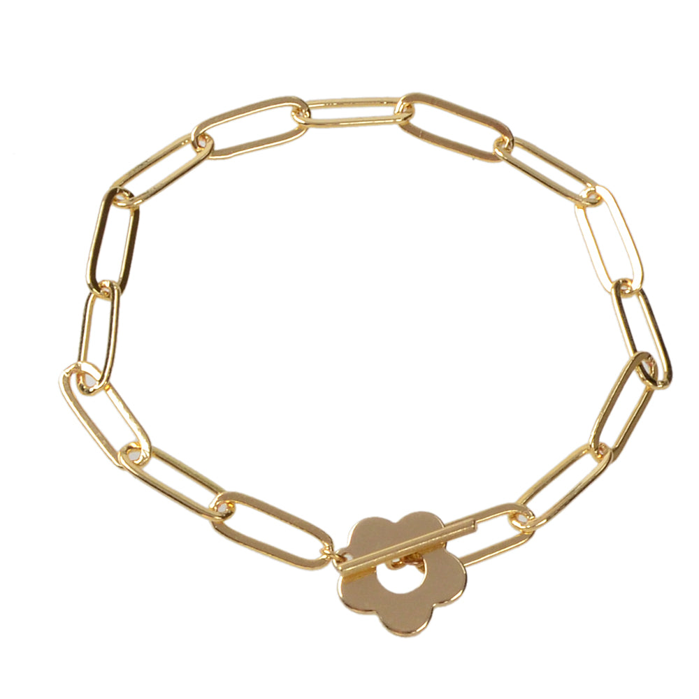 Party Decoration for Women Gold Link Chain Flower Charm Classics Bracelets Gift