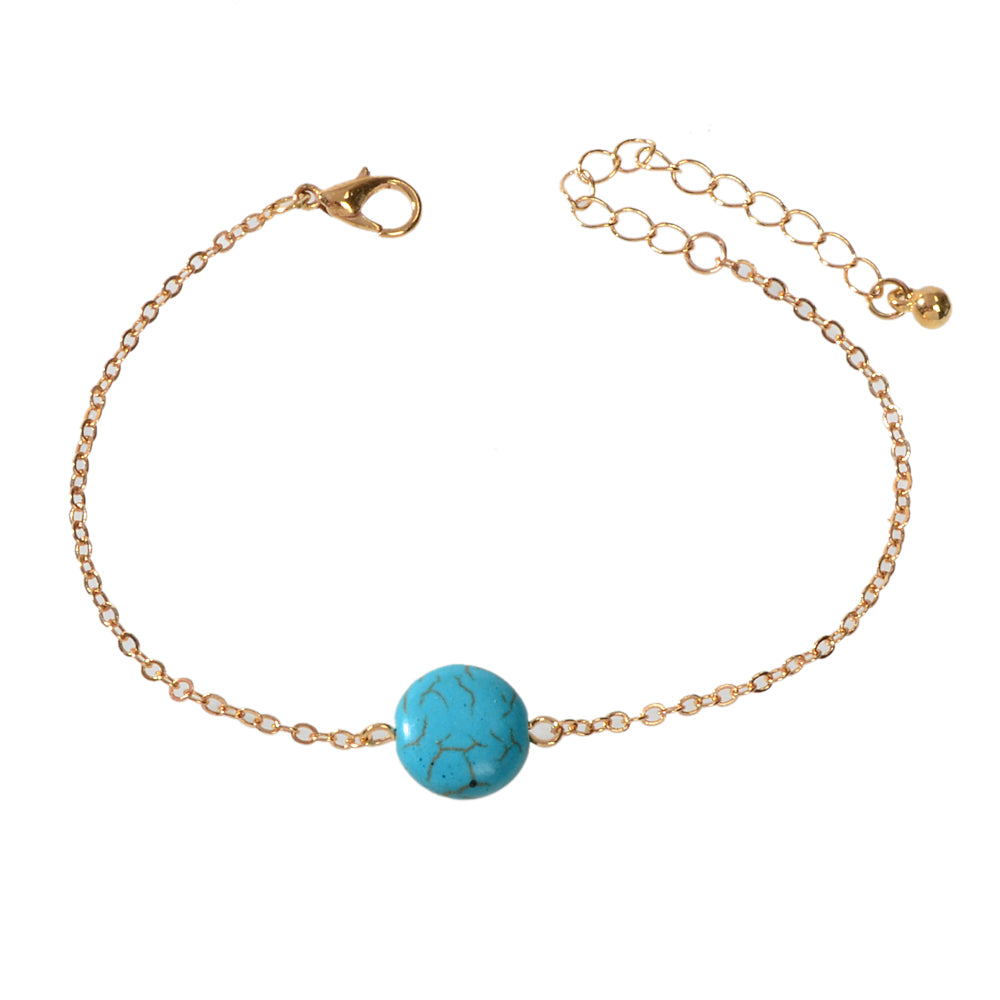 Indian Ethnic Jewelry Gold Silver Chain Turquoise Bracelet Bohemian Accessories
