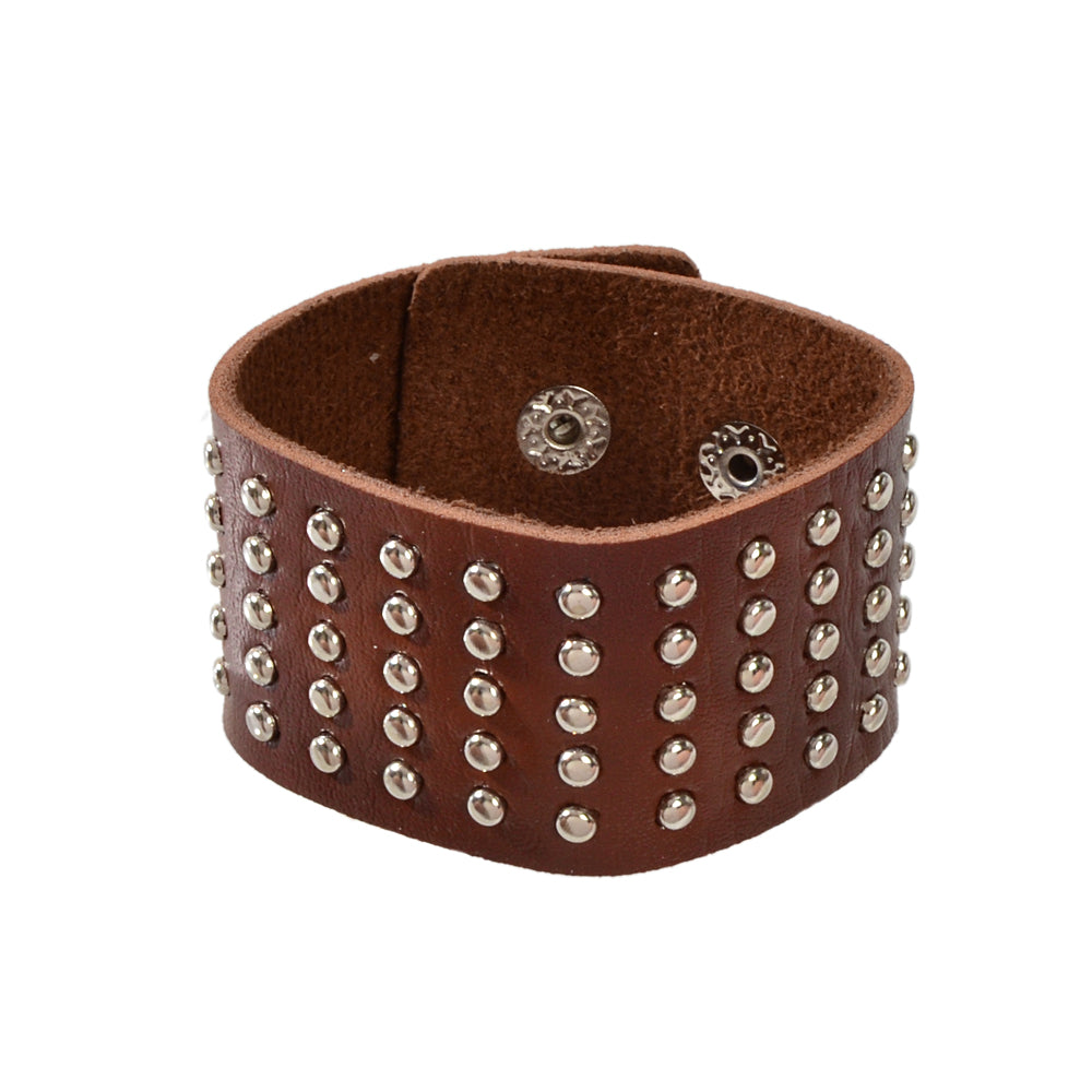 Punk Rock Silver Spike Leather Wide Wrap Bracelet Women Teens Hiphop Jewellery