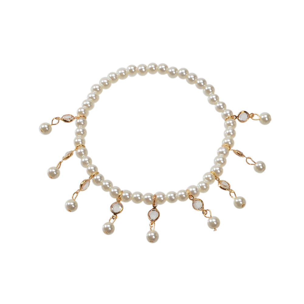 Feelontop Handmade Elastic Pearl Bead Anklet Barefoot Sandal Beach Bling Jewelry
