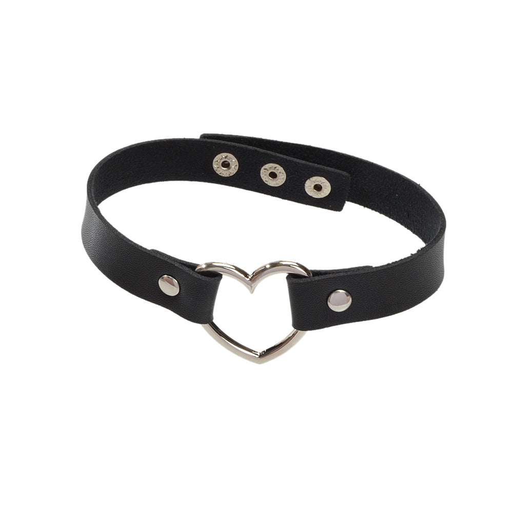 Punk Gothic Leather Love Heart Choker Collar Buckle Necklace Teens Stunning Gift