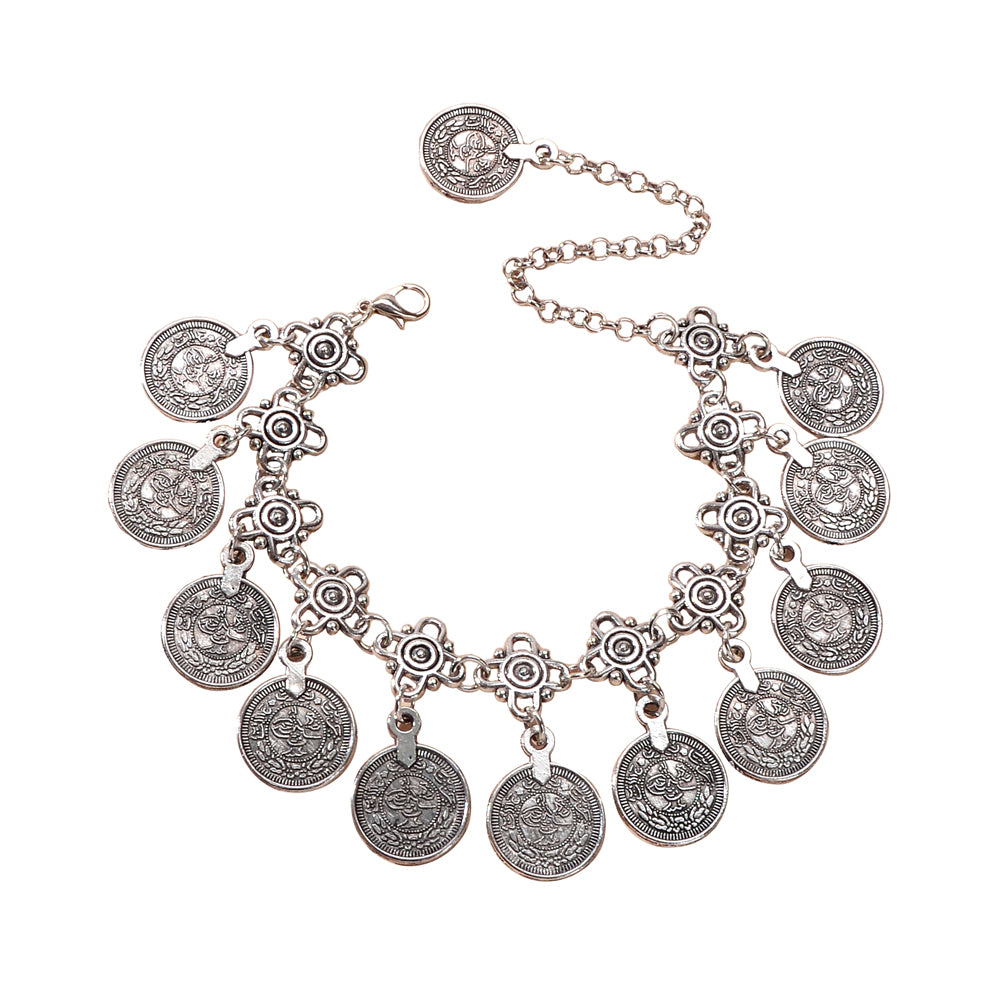 AU Post Tribal Ethnic Vintage Boho Chic Antique Coin Charm Anklet Foot Bracelet