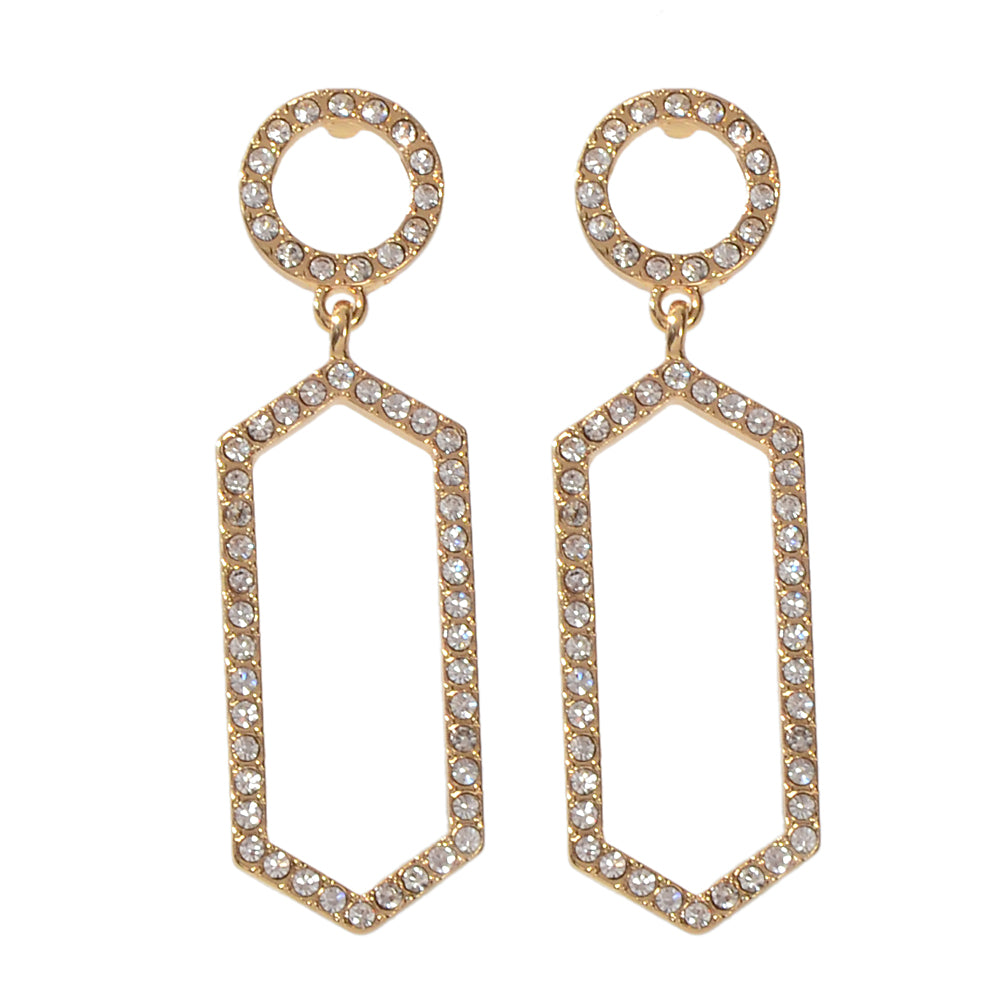 Luxurious Rhinestone Decor Geometric Dangle Earrings Good Quality Accessories