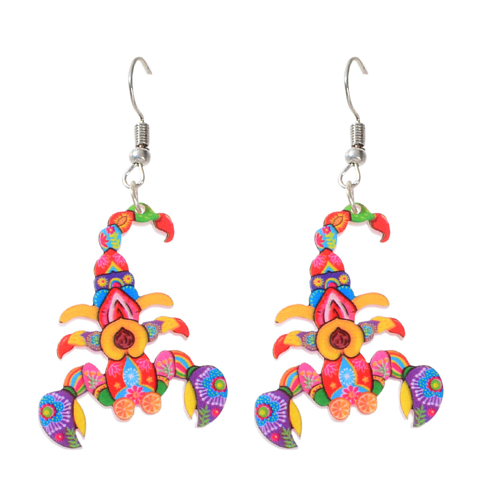 Statement Punk Multi-colored Acrylic Resin Scorpion Dangle Earrings Women Party