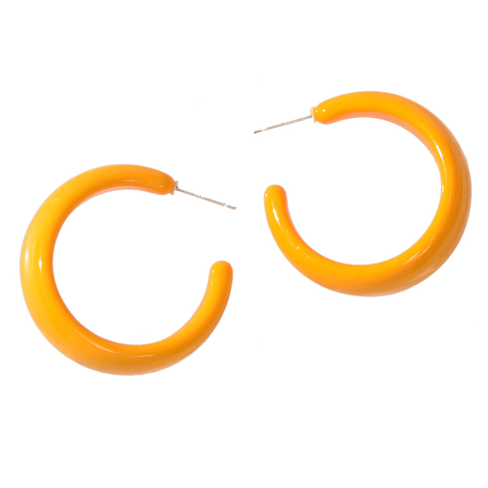 Fashion Round Yellow White Resin Hoop Earrings Circle C Shape Acrylic Cuff Stud