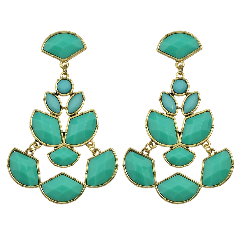 Ethnic Jewellery Black Green Geometric Chandelier Dangle Earrings Women Gift