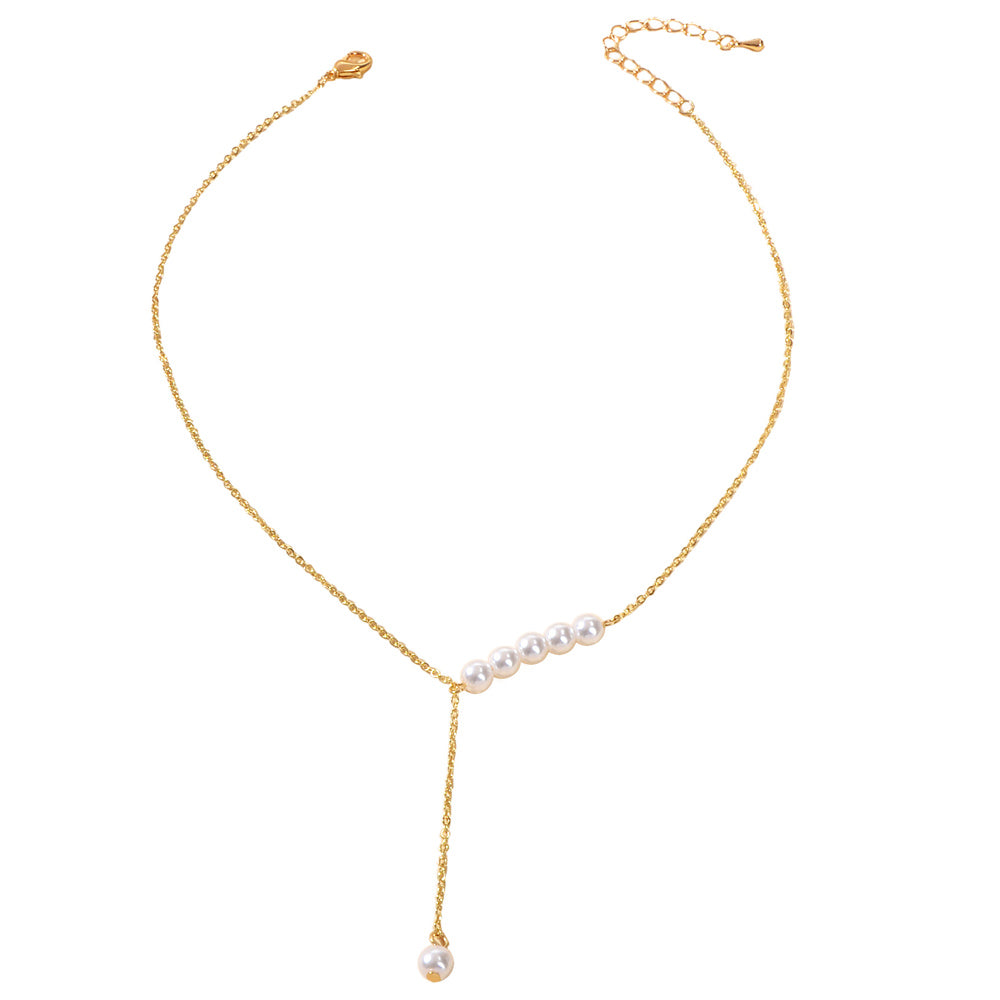 Luxurious jewellery Pearl Gold Silver Chain Y Shape Pendant Necklace Accessories
