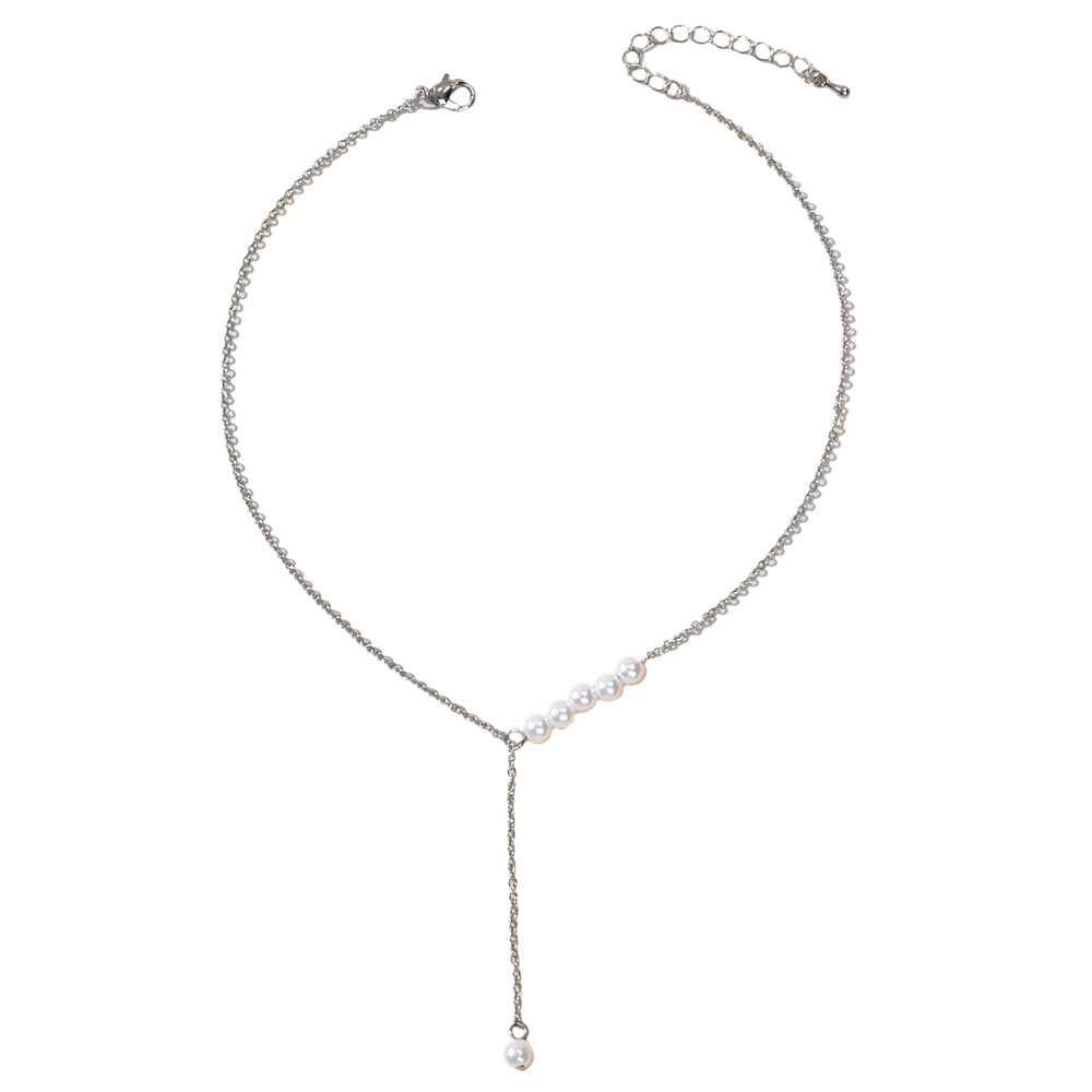Luxurious jewellery Pearl Gold Silver Chain Y Shape Pendant Necklace Accessories