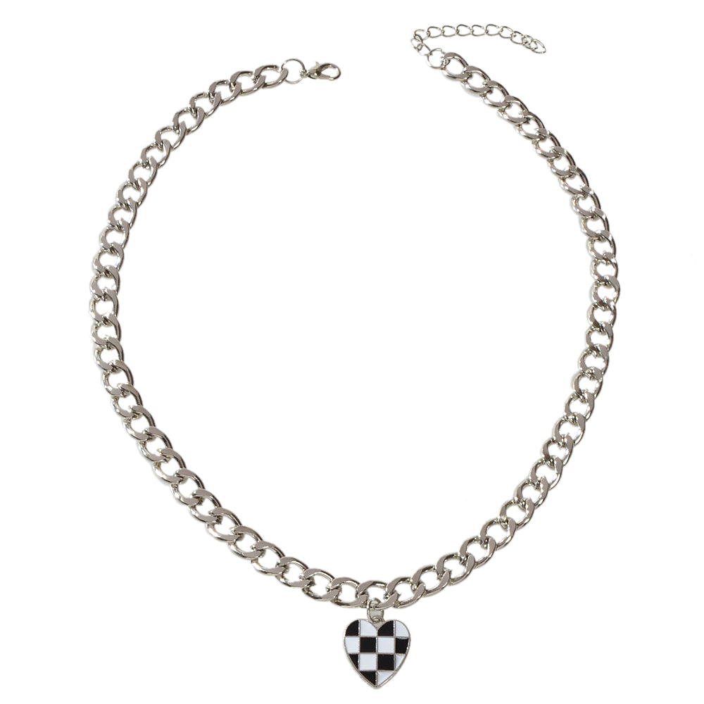 Designer Jewellery Silver Chain Blue Black Enamel Heart Awesome Pendant Necklace