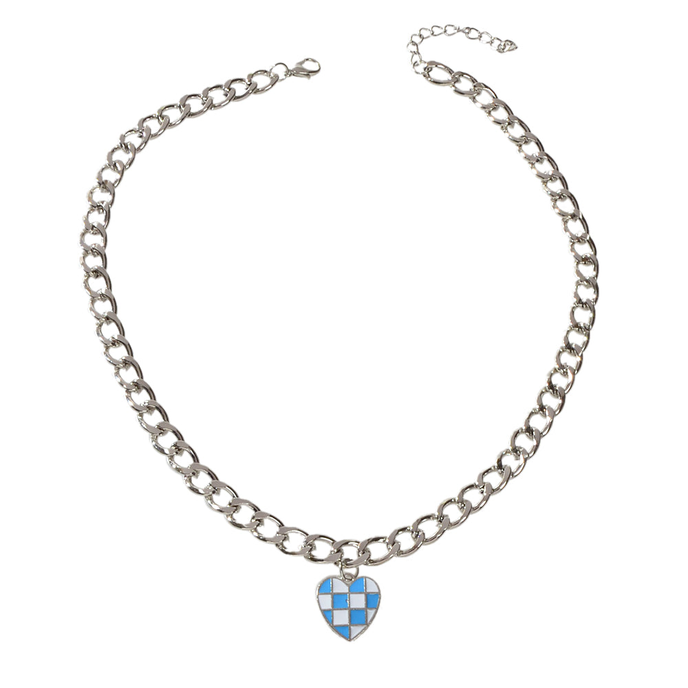 Designer Jewellery Silver Chain Blue Black Enamel Heart Awesome Pendant Necklace