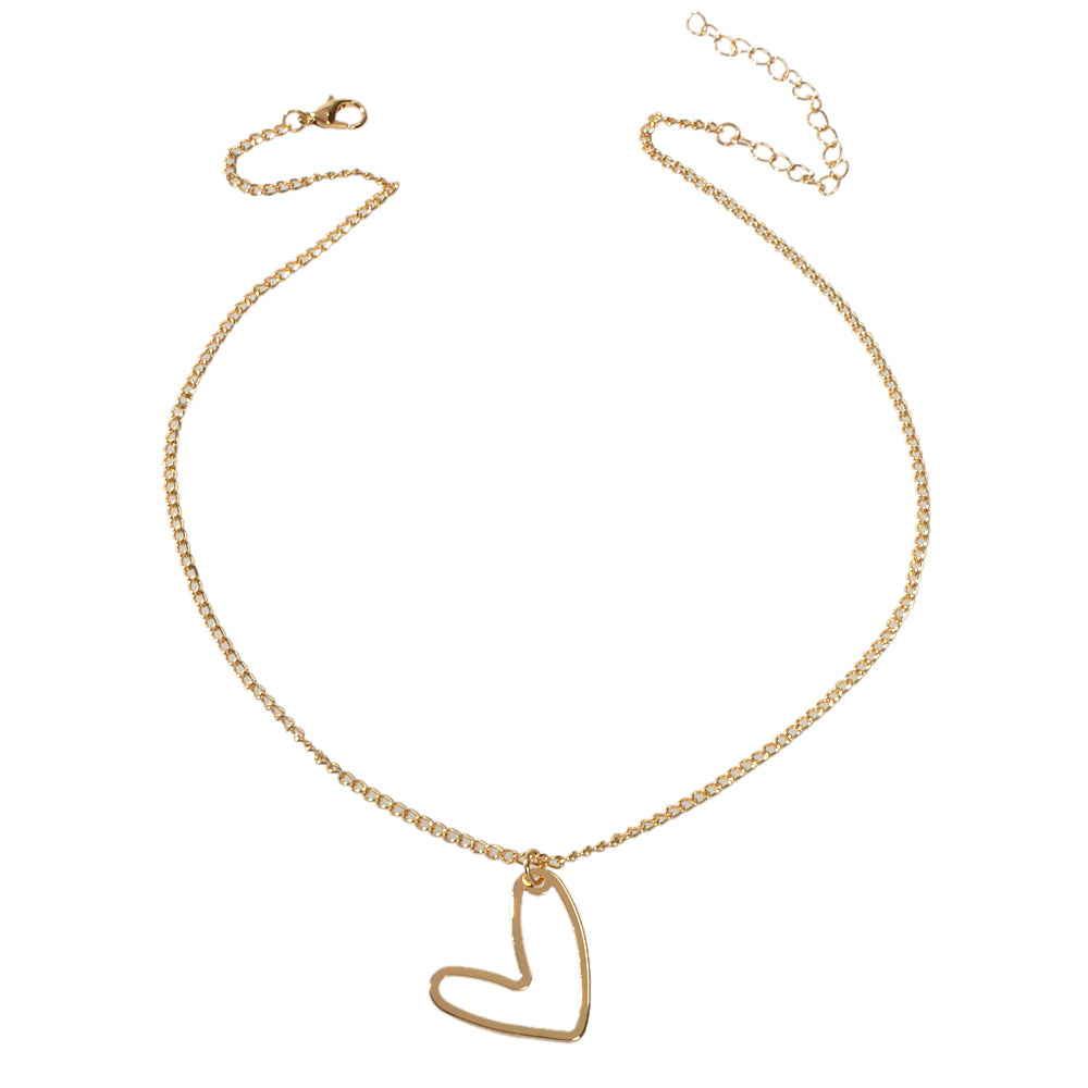 Nice Trendy Collection Gold Chain Heart Pendant Necklace Minimalist Accessories