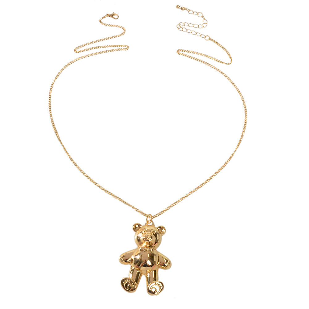 Fashion Jewelry Gold Silver Long Chain Lovely Bear Pendant Necklace Accessories