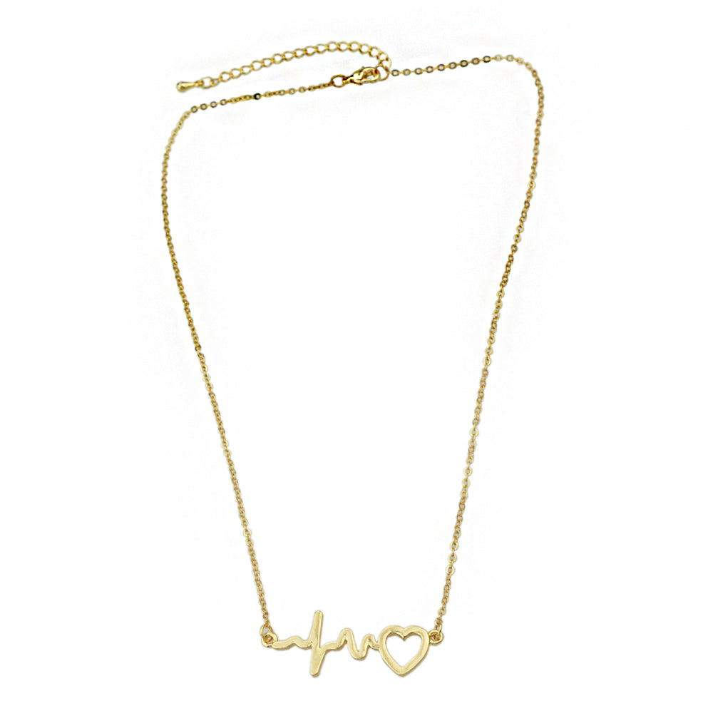 Minimalist Jewelry Gold Silver Chain Heartbeat Pendant Necklace Party Decoration