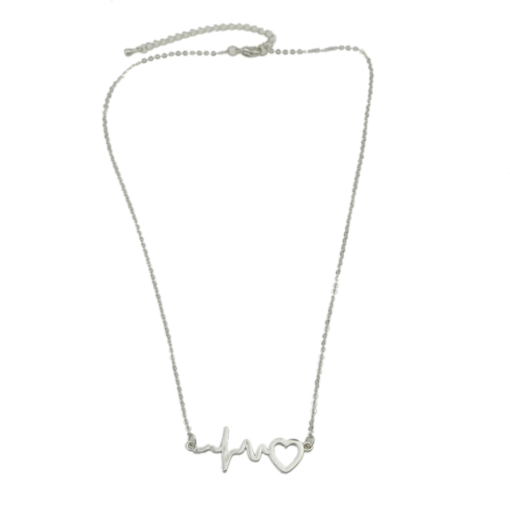 Minimalist Jewelry Gold Silver Chain Heartbeat Pendant Necklace Party Decoration