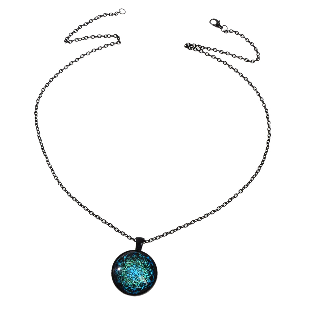Gothic Black Chain Geometric Pattern Acrylic Round Ball Pendant Ethnic Necklace