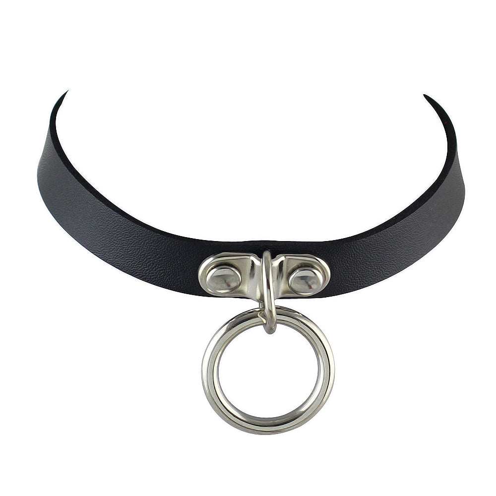 Punk Hip Hop 90s Circle Charm Belt Leather Grunge Collar Tattoo Choker Necklace