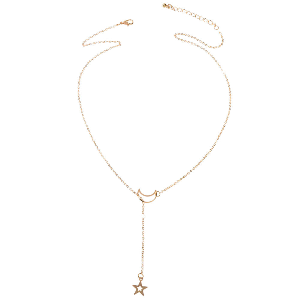 Dangle Y Lariat Crescent Moon Star Drop Charm Necklace Women's Choker Party Gift